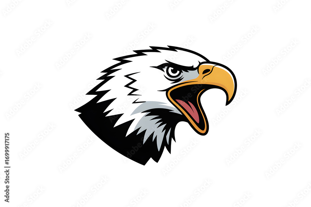 Fototapeta premium Eagle head roaring isolated on transparent background, vector illustration design