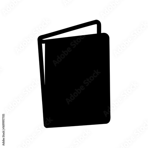 Simple black and white graphic of an open book for reading