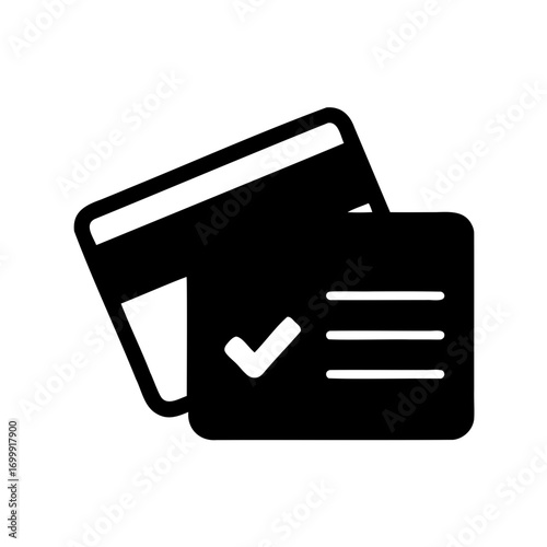 Credit card with check mark and list, representing accepted payment option