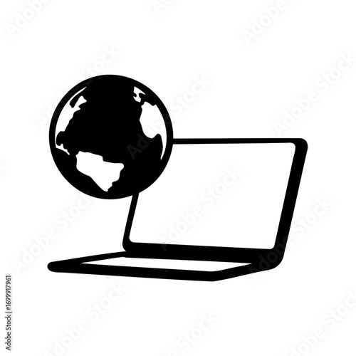 Laptop and World Globe representing global connectivity, business and technology concepts
