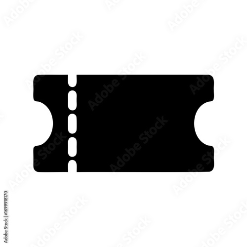 Simple black and white icon of a ticket for entry or admission