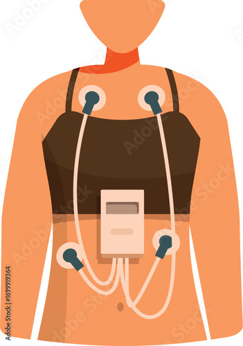 Person undergoing a cardiac examination using a holter monitor for continuous heart rate tracking
