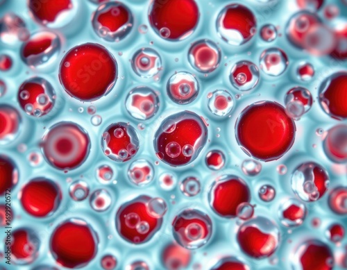 Wallpaper Mural a microscopic view of enlarged oval red blood cells, symbolic megaloblastic anemia from folate deficiency, realistic cellular detail, bright clinical scientific background. Torontodigital.ca