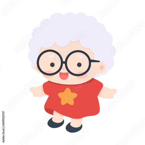 Cartoon Illustration of an Elderly Woman