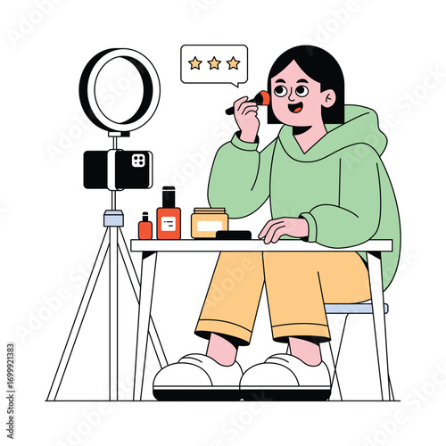 Cosmetics Products Review vector Illustration