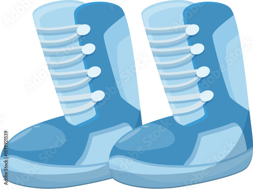 Warm blue snow boots stand ready for winter adventures, offering protection and comfort in snowy landscapes