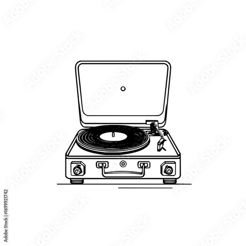 Vintage record player turntable vinyl music audio retro sound entertainment dj equipment classic design art