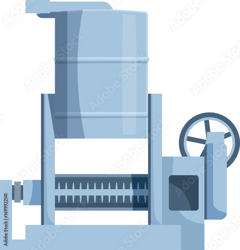 Olive oil processing machine extracting fresh oil, showcasing modern equipment used in traditional production methods