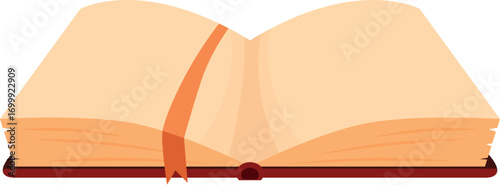 Open book with orange bookmark showing blank pages, inviting readers to imagine the stories within