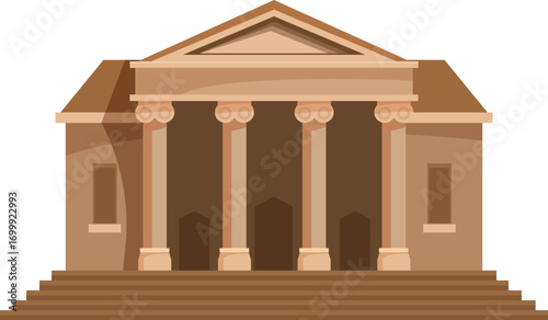 Courthouse building with columns and stairs, symbolizing justice, law, and government authority