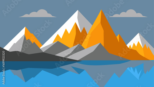 Illustration of mountains and water view