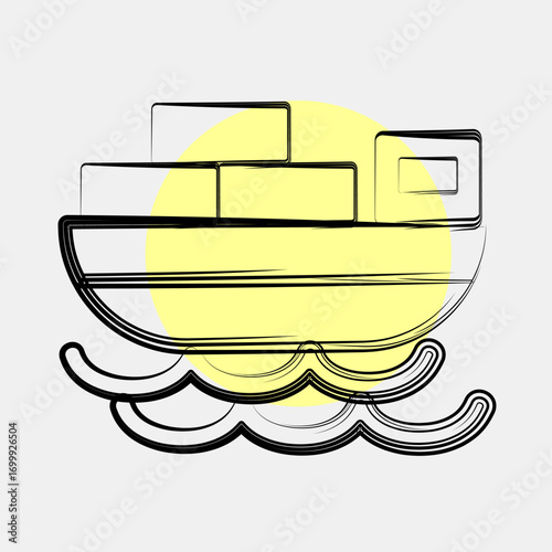 Icon cargo ship. Export import elements. Icon in color spot style.