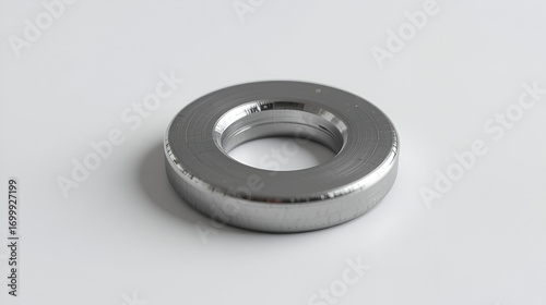 Silver washer fastener. Steel hardware realistic mockup