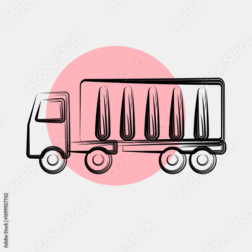Icon container truck. Export import elements. Icon in color spot style.