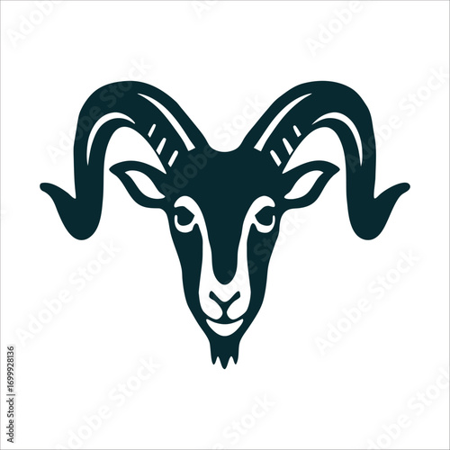 Eid al Adha Ram Silhouette Icon Eid al Adha Stark silhouette of a rams head with curved horns in a bold outline