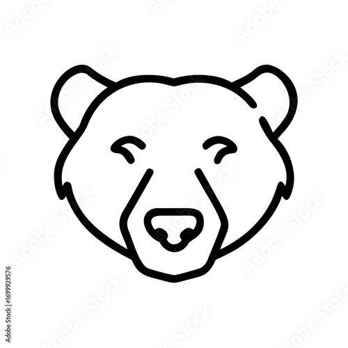 Charming bear face icon in simple line art style, perfect for logos, branding, and nature-themed designs, conveying a friendly and approachable wild spirit for diverse commercial use