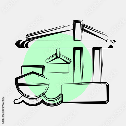 Icon sea port. Export import elements. Icon in color spot style.