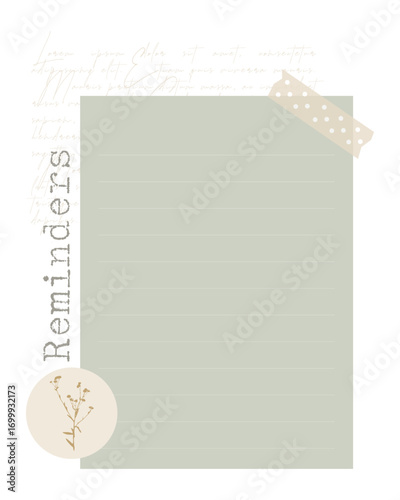 Reminder template, vintage collage, for notes, to-do list, planner.