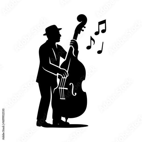 Jazz Double Bass Silhouette of Musician in Suit