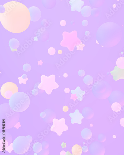 3D render colorful stars and balls.