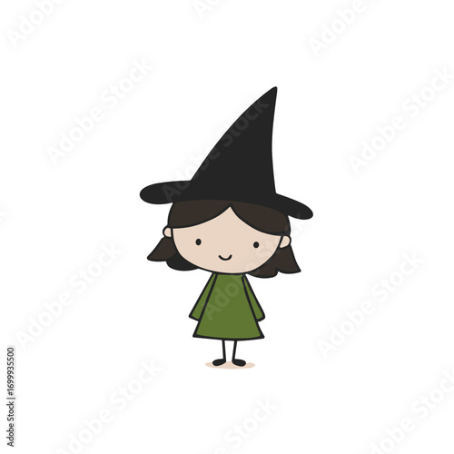 Cute little girl dressed as a witch in Halloween costume