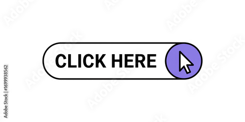 Click here call to action button with cursor for website design