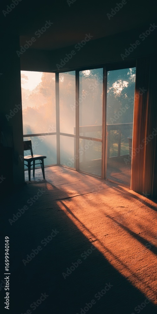 Obraz premium Sunrise through a screened porch