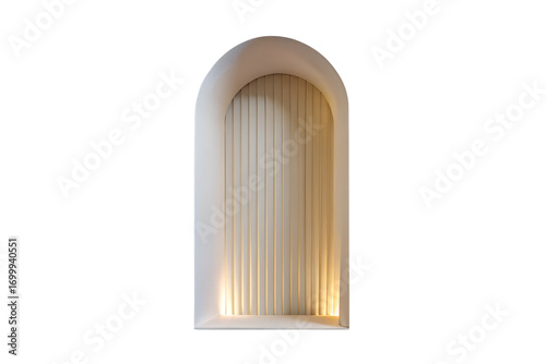 Arched niche with vertical ribbing isolated on white background