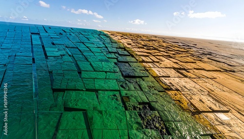 Abstract Ocean Land Geometric Landscape