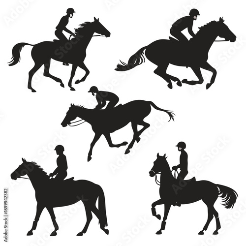 set of horses silhouettes