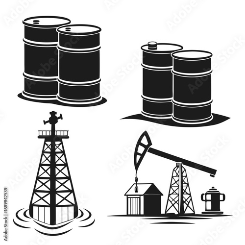 set of oil barrels
