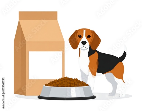 Dog food, beagle, bowl
