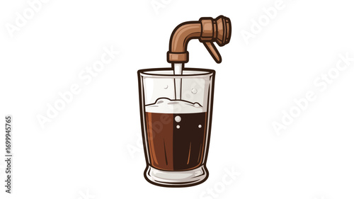 Beer Pouring from Tap into Glass