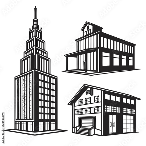 set of buildings