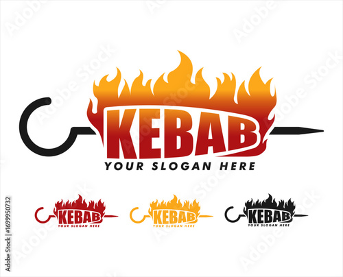 kebab logo label vector illustration template turkish arabian restaurant branding