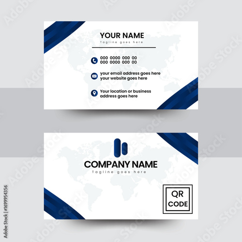 Double-sided Creative and corporate business card template in landscape orientation. Vector illustration