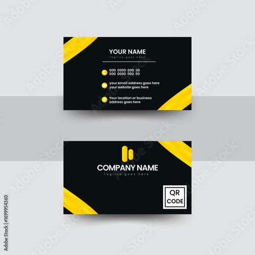 Double-sided Creative and corporate business card template in landscape orientation. Vector illustration