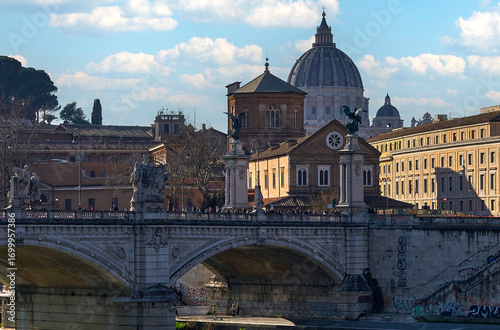 Walking along the Tiber River in Rome, Italy