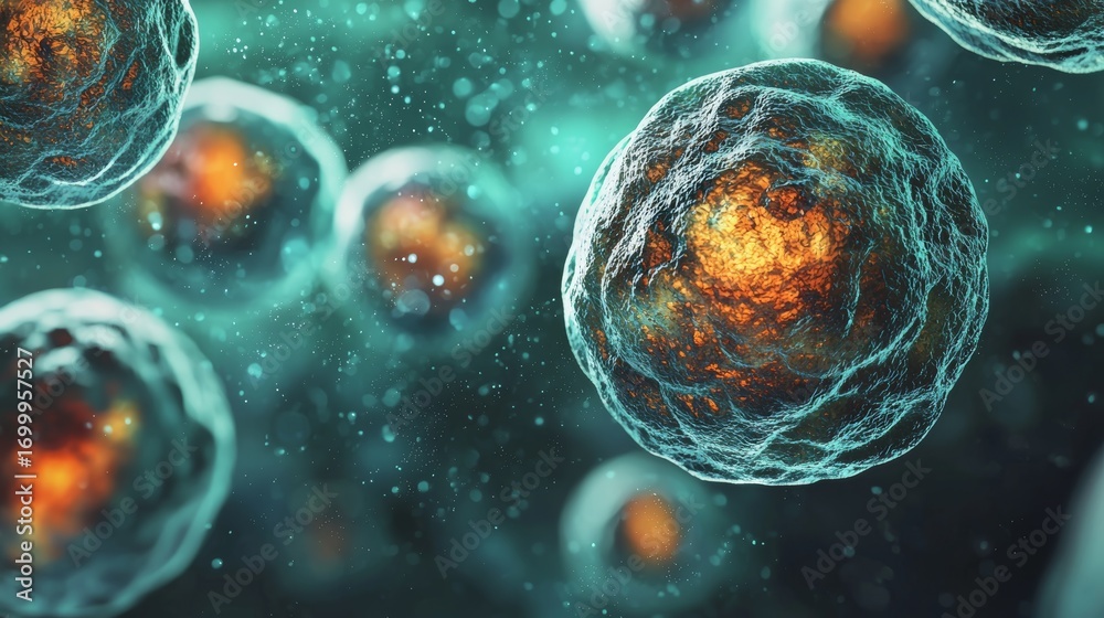 Naklejka premium Human cells or animal. Cell colony. Concept of science and medicine,