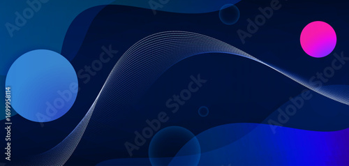 Blue tone technology line water wave scene. Wave technology graphic design background. Vector illustration. Vector Abstract technology circuit lines.
