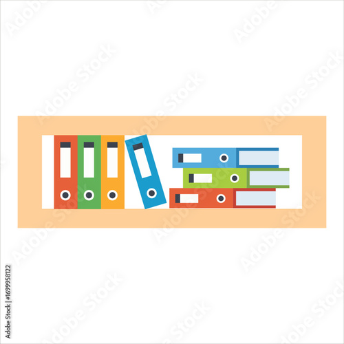 Wall Mounted Bookshelf Vector Flat Illustration