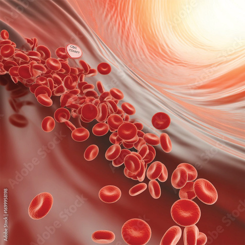red blood cells flowing through vein