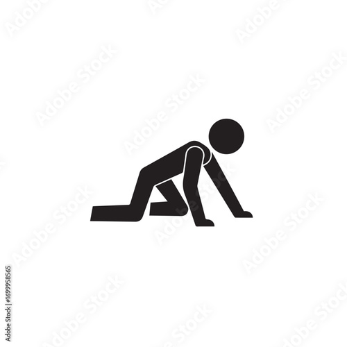 Silhouette person crawling on ground body movement exercise activity vector illustration icon