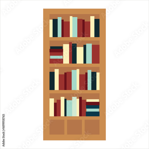Bookshelf Vector Flat Illustration