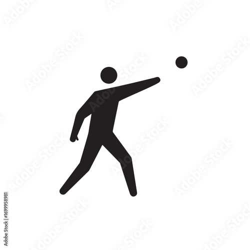 Silhouette figure throwing ball in action sport training play activity vector icon illustration