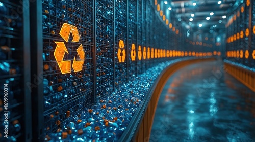 Recycling Plant Interior Showcasing Sorting Operations and Materials