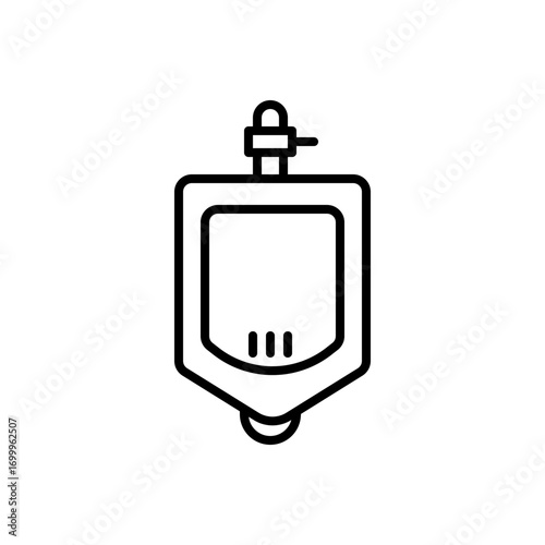 Simple black and white line drawing of a urinal fixture, showing the outline