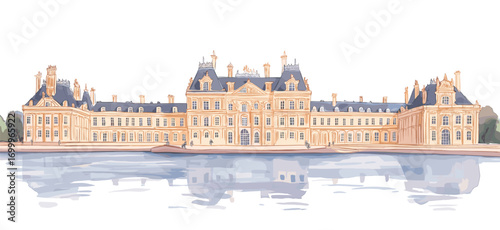 Palace of Versailles. Palace of Versailles watercolor vector illustration
