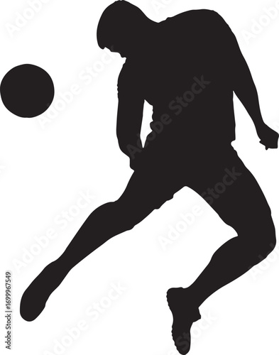Soccer Player Silhouette Kicking Ball - Vector Illustration.