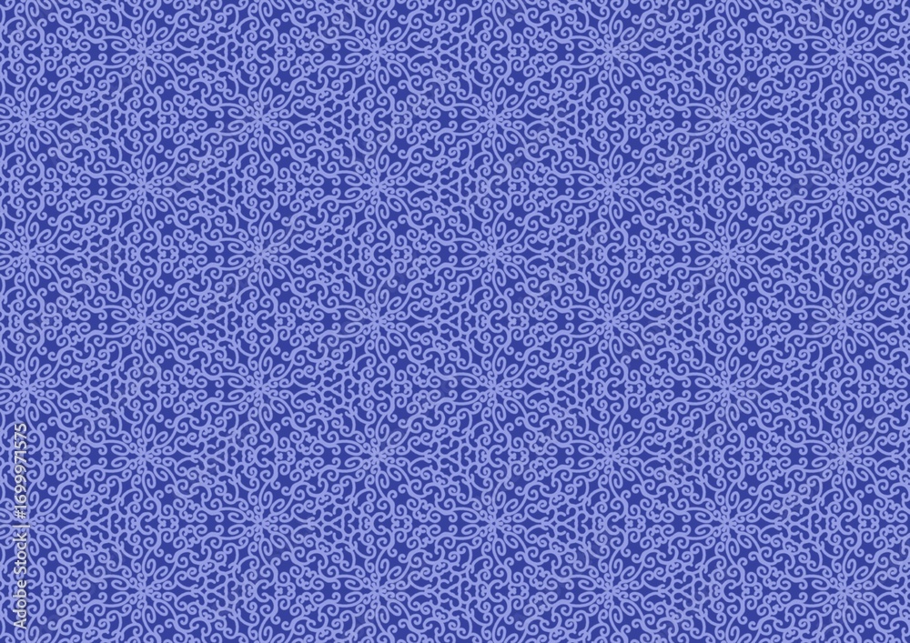 Fototapeta premium Abstract Floral curve Kaleidoscope Blue Background